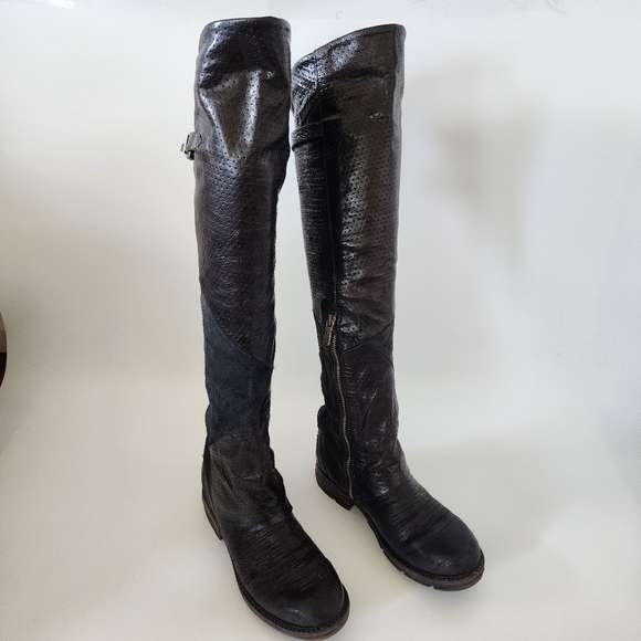 A.S. 98 Black leather knee high boots size 37 us 6.5 - Picture 3 of 12